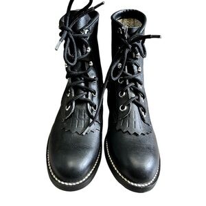 Justin 506 leather lace up riding boots junior size 11.5